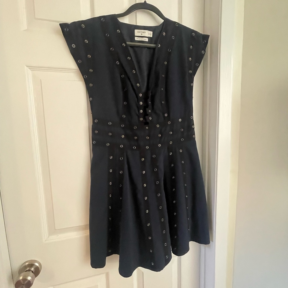 Theory Black Mini Dress with Eyelet Accents